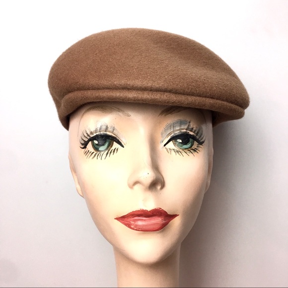 Vintage Cabbie Flat Cap Cuffley Hat Camel Tan Felt - Picture 2 of 6